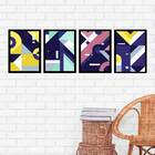 Kit 4 Quadros Geométricos Harmonia 24x18cm - Com Vidro Moldur