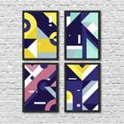 Kit 4 Quadros Geométricos Harmonia 33x24cm - Com Vidro Moldur