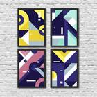 Kit 4 Quadros Geométricos Harmonia 45x34cm - Com Vidro Moldur
