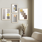 Kit 4 Quadros Geométricos Sofisticados Para Sala