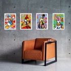 Kit 4 Quadros Grafitte Personagens Infantis 45x34cm - Com Vid