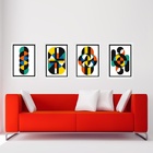 Kit 4 Quadros Gravuras Coloridas Bauhaus 45x34cm - Com Vidro