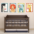 Kit 4 Quadros Infantis Bichos Safari 24x18cm - Com Vidro Mold