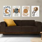 Kit 4 Quadros Luas Escandinavas Boho 45x34cm Moldura Preta