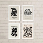 Kit 4 Quadros Matisse Preto E Bege 24x18cm - Com Vidro Moldur