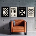 Kit 4 Quadros Minimalistas Bauhaus Bege E Preto 24x18cm - Com