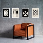 Kit 4 Quadros Minimalistas Bauhaus Bege E Preto 45x34cm - Com