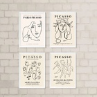 Kit 4 Quadros Minimalistas Obras De Picasso 24x18cm Moldura:m