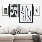 Kit 4 Quadros Moda Fashion - Tam M 24x18cm Moldura:madeira Pr