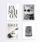 Kit 4 Quadros Moda Marcas Famosas 24x18cm - Com Vidro Moldura