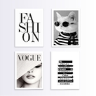 Kit 4 Quadros Moda Marcas Famosas 33x24cm - Com Vidro Moldura