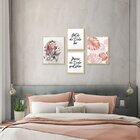 Kit 4 Quadros Modernos Quarto Casal Mulher Abstrato Com Frase