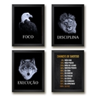 Kit 4 Quadros Motivacionais Para empresa 24x18cm - Com Vidro
