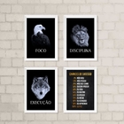 Kit 4 Quadros Motivacionais Para empresa 33x24cm Moldura:made