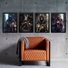 Kit 4 Quadros Motos - Animais Motociclistas 45x34cm Moldura:m