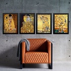 Kit 4 Quadros Obras De Gustav Klimt 24x18cm - Com Vidro Moldu