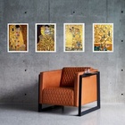 Kit 4 Quadros Obras De Gustav Klimt 33x24cm Moldura:madeira B