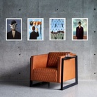 Kit 4 Quadros Obras Renne Magritte 45x34cm - Com Vidro Moldur