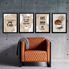 Kit 4 Quadros Para Cantinho Do Café 33x24cm - Com Vidro Moldu