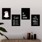 Kit 4 Quadros Para Cantinho Do Café preto 45x34cm - Com Vidro