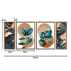 Kit 4 Quadros Para Decoração Folhas Elegante Moderno Sala