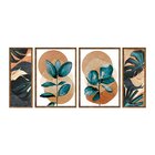 Kit 4 Quadros Para Decoração Folhas Elegante Moderno Sala