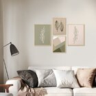 Kit 4 Quadros Para Decoração Folhas Minimalista Sala Cozinha