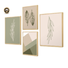 Kit 4 Quadros Para Decoração Folhas Minimalista Sala Cozinha