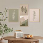Kit 4 Quadros Para Decoração Folhas Minimalista Sala Cozinha