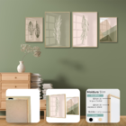 Kit 4 Quadros Para Decoração Folhas Minimalista Sala Cozinha