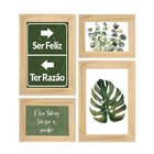 Kit 4 Quadros Para Decoração Folhas Plantas Frases Sala Cozin