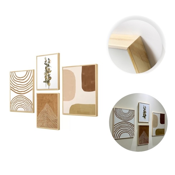Kit 4 Quadros Para Decoração Formas Boho Plantas Sala