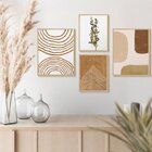 Kit 4 Quadros Para Decoração Formas Boho Plantas Sala