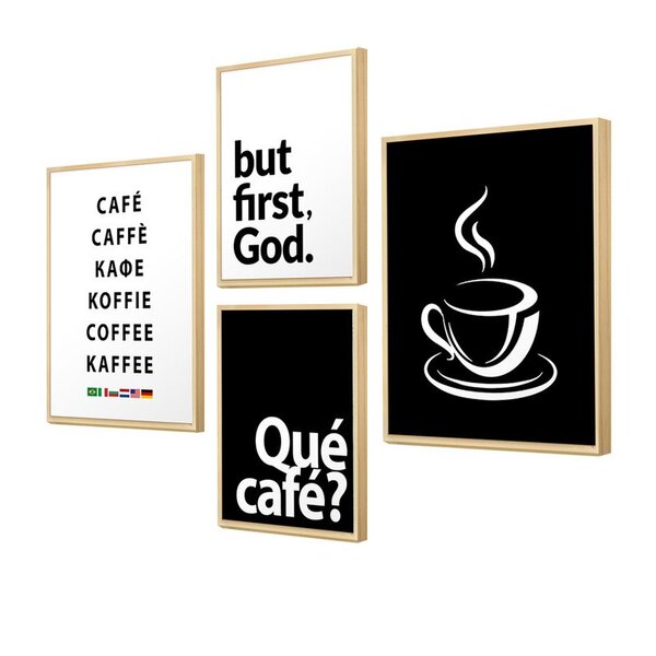 Kit 4 Quadros Para Decoração Frases Cantinho Do Café Cozinha