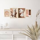 Kit 4 Quadros Para Decoração Geométrico Folhas Escritório Mod