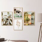 Kit 4 Quadros Para Decoração Paisagem Plantas Vintage Sala