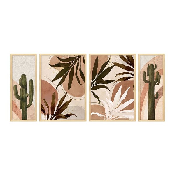 Kit 4 Quadros Para Decoração Plantas Cactos Sala Quarto