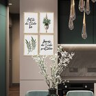 Kit 4 Quadros Para Decoração Sala De Jantar Folhagens Frases