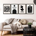 Kit 4 Quadros Para Sala Abstratos Preto E Branco matisse 45x3