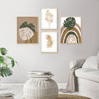 Kit 4 Quadros Plantas Folhas Ramos Minimalista