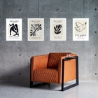 Kit 4 Quadros Preto Cinza - Matisse Picasso 45x34cm - Com Vid