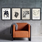 Kit 4 Quadros Preto Cinza - Matisse Picasso 45x34cm - Com Vid