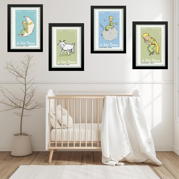 Kit 4 Quadros Quarto Infantil Menino Pequeno Príncipe 33x24cm