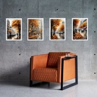 Kit 4 Quadros Românticos Cidade Europa 45x34cm Moldura:madeir