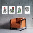 Kit 4 Quadros São Jorge Com Oração 33x24cm Moldura:madeira Pr