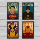 Kit 4 Quadros Super Heróis 45x34cm A3 (45 X 34)
