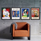 Kit 4 Quadros Vintage Posters Picasso E Matisse 33x24cm - Com