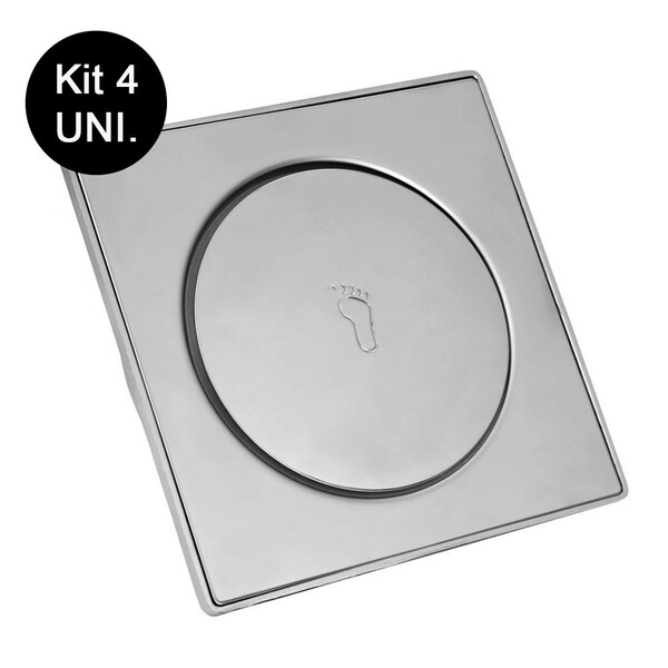 Kit 4 Ralos Click Inteligente Aço Inox Banheiros Lavabos Casa