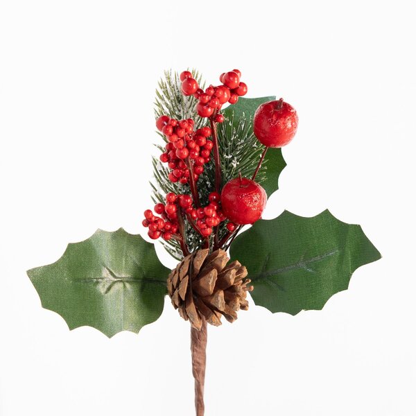 Kit 4 Ramo Artificial Frutas Vermelhas Decoração Natal 20cm