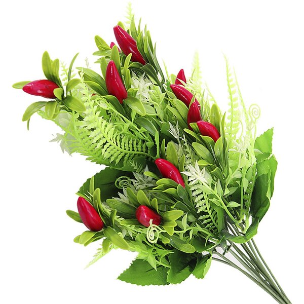 Kit 4 Ramos Decoração Arranjo Pimenta Artificial Plástico 12